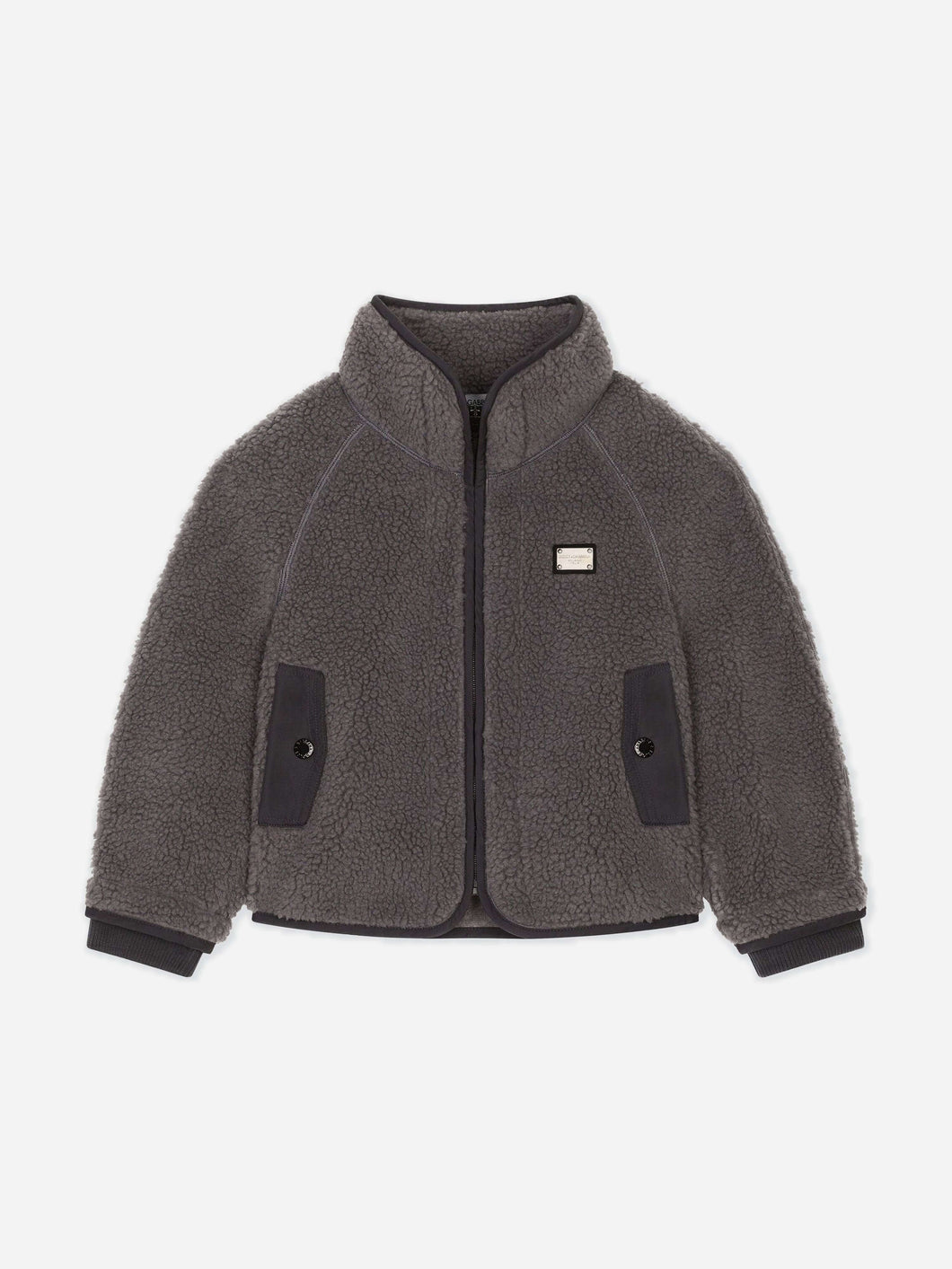 D&G KIDS Faux Shearling Jacket in Grey