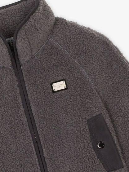 D&G KIDS Faux Shearling Jacket in Grey