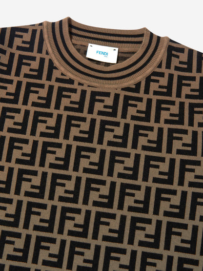 FENDI KIDS FF Logo Knitted Top