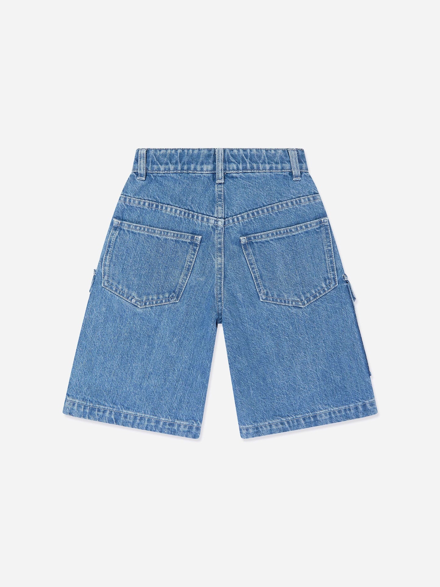 FENDI KIDS Washed Denim Bermuda Shorts