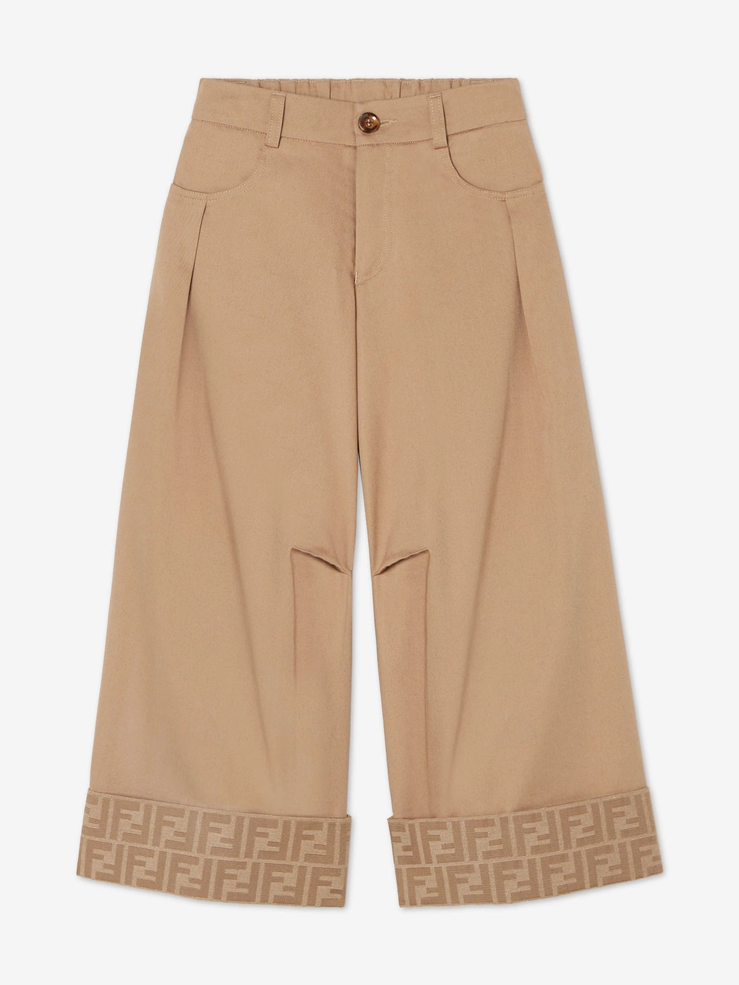 FENDI KIDS Girls Gabardine Wide Leg Trousers
