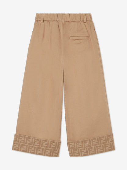 FENDI KIDS Girls Gabardine Wide Leg Trousers