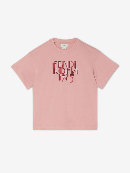 FENDI KIDS Logo T-Shirt (Pink)