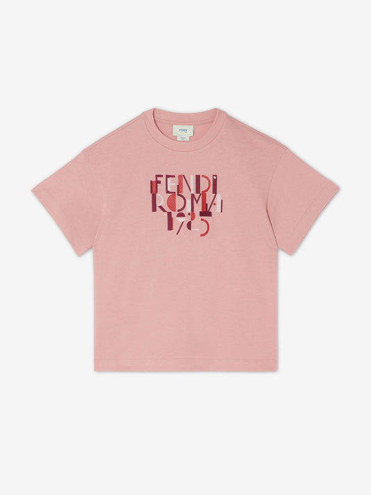 FENDI KIDS Logo T-Shirt (Pink)