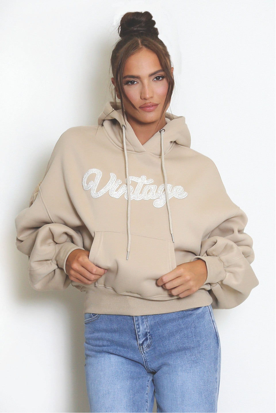 Ruched Sleeve Hoodie