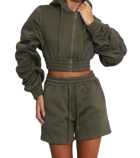 Crop Zip Hoodie & Shorts