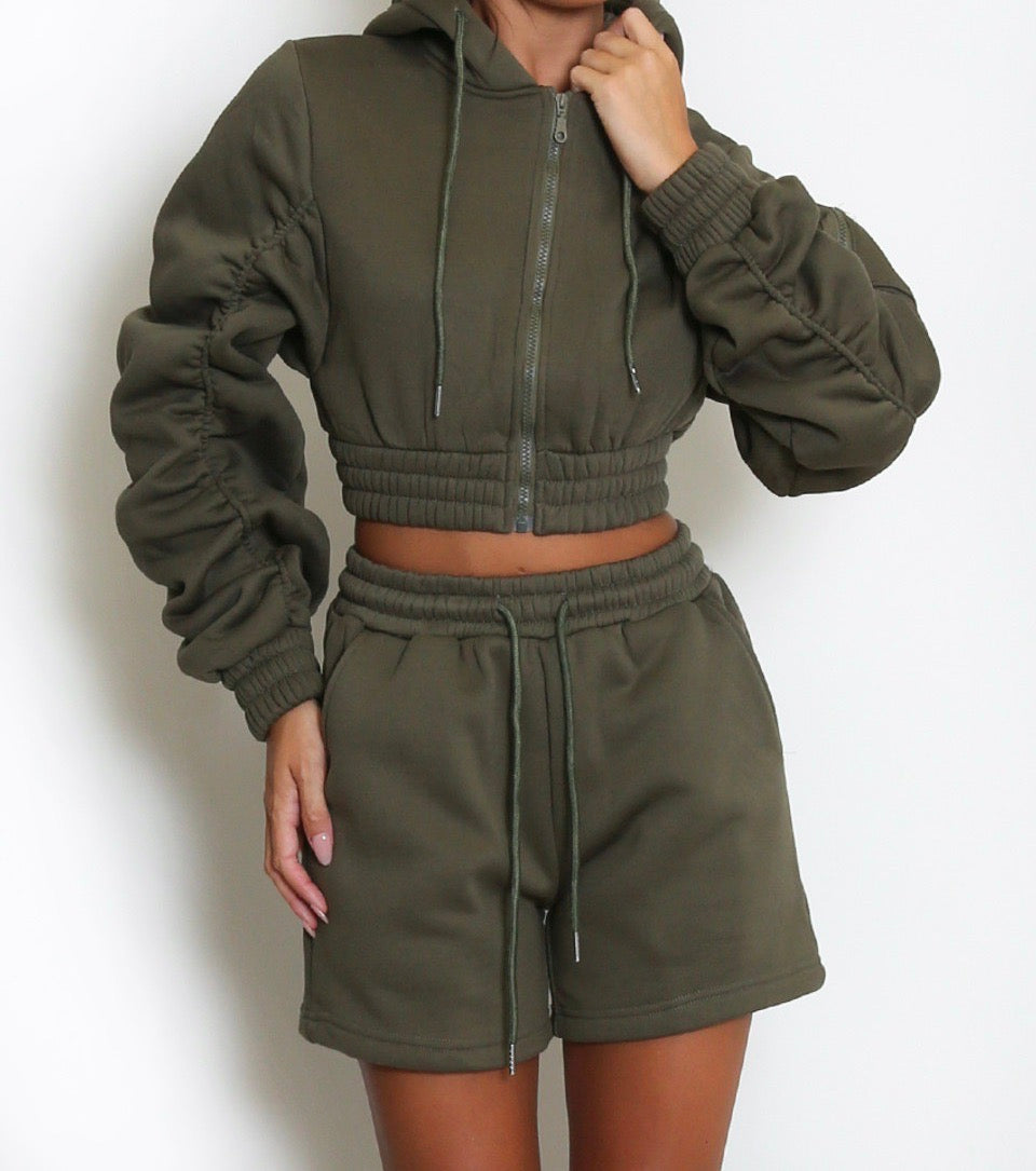 Crop Zip Hoodie & Shorts