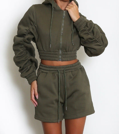 Crop Zip Hoodie & Shorts
