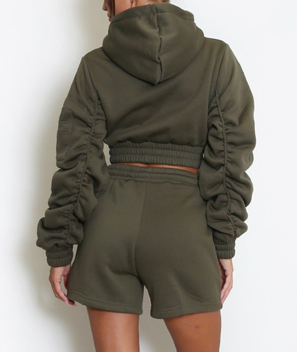 Crop Zip Hoodie & Shorts