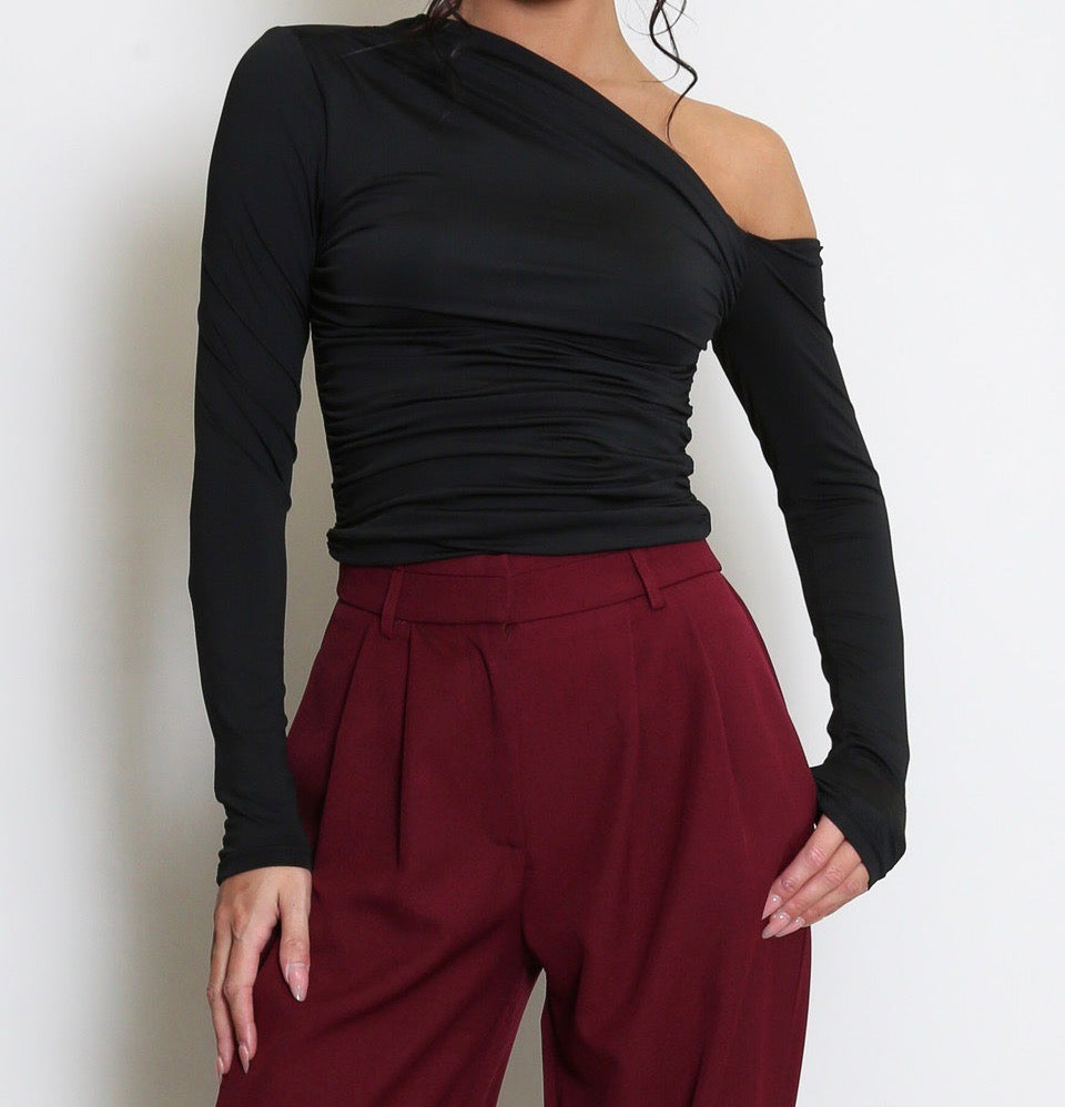 Crop Asymmetric Neckline