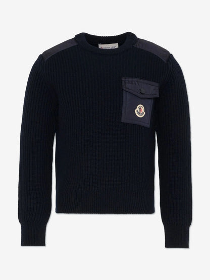 MONCLER ENFANT Wool Logo Pocket Jumper
