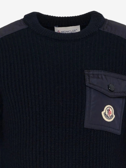 MONCLER ENFANT Wool Logo Pocket Jumper