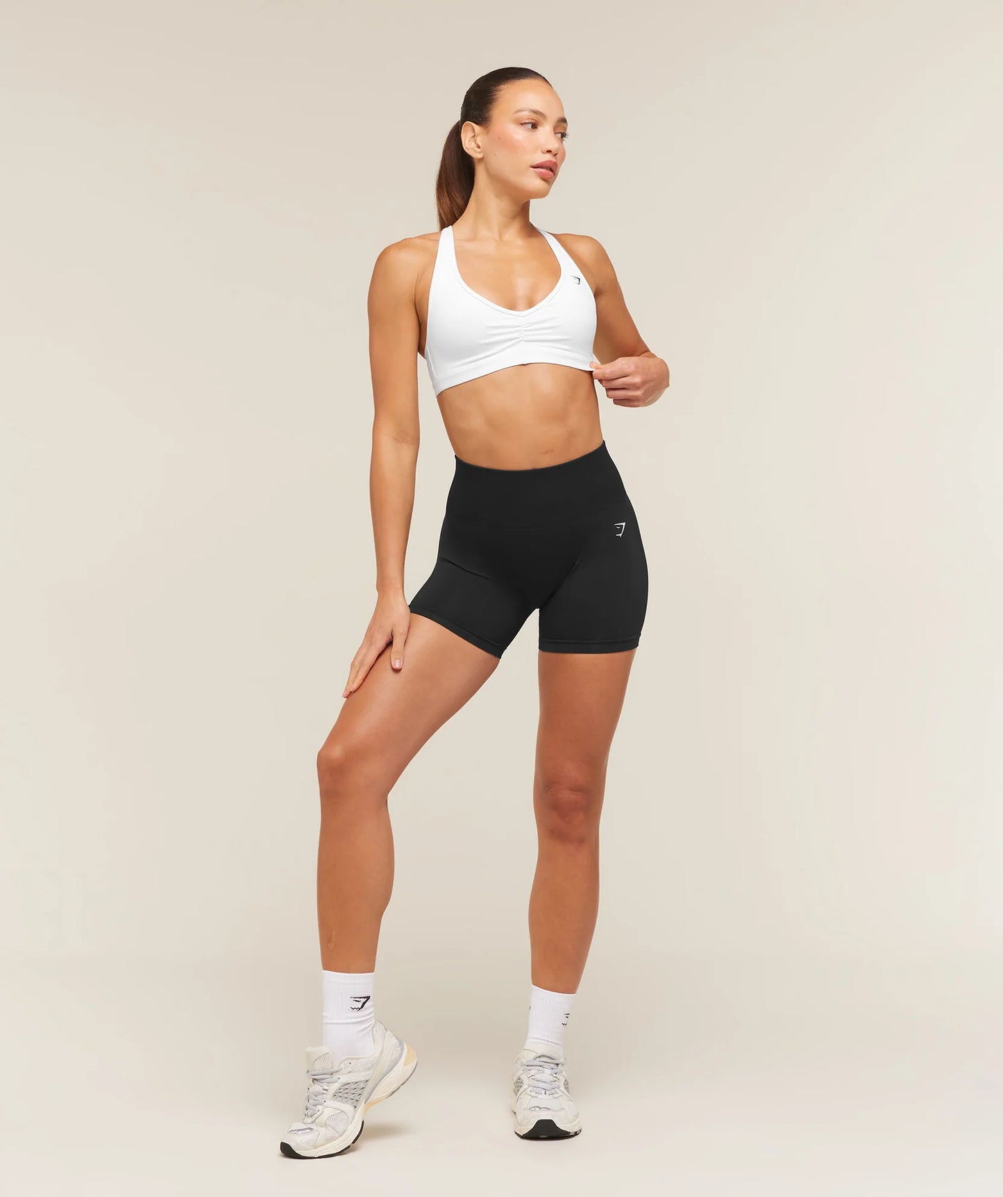 GymShark Ruched Sports Bra 2.0 White