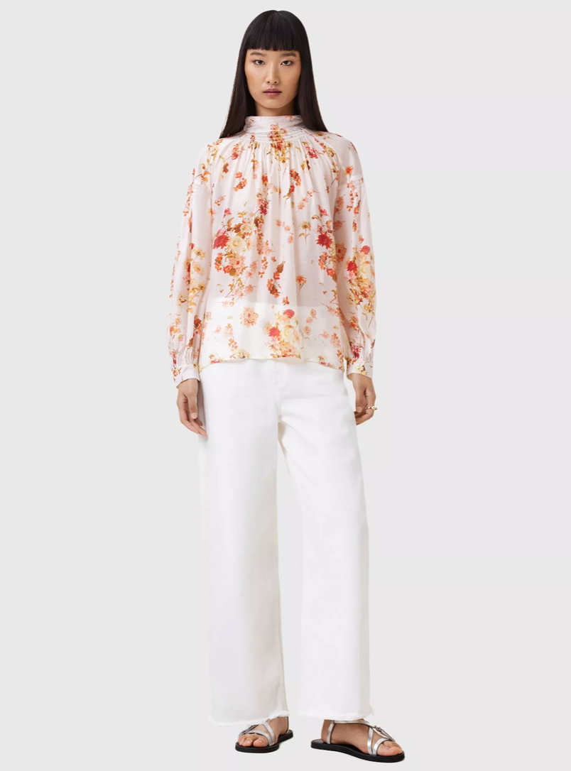 AllSaints Pearla Floral Silk Top