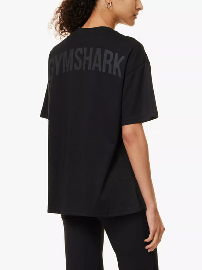 GYMSHARK print oversized T-shirt (Black)