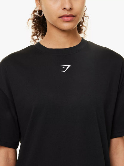 GYMSHARK print oversized T-shirt (Black)