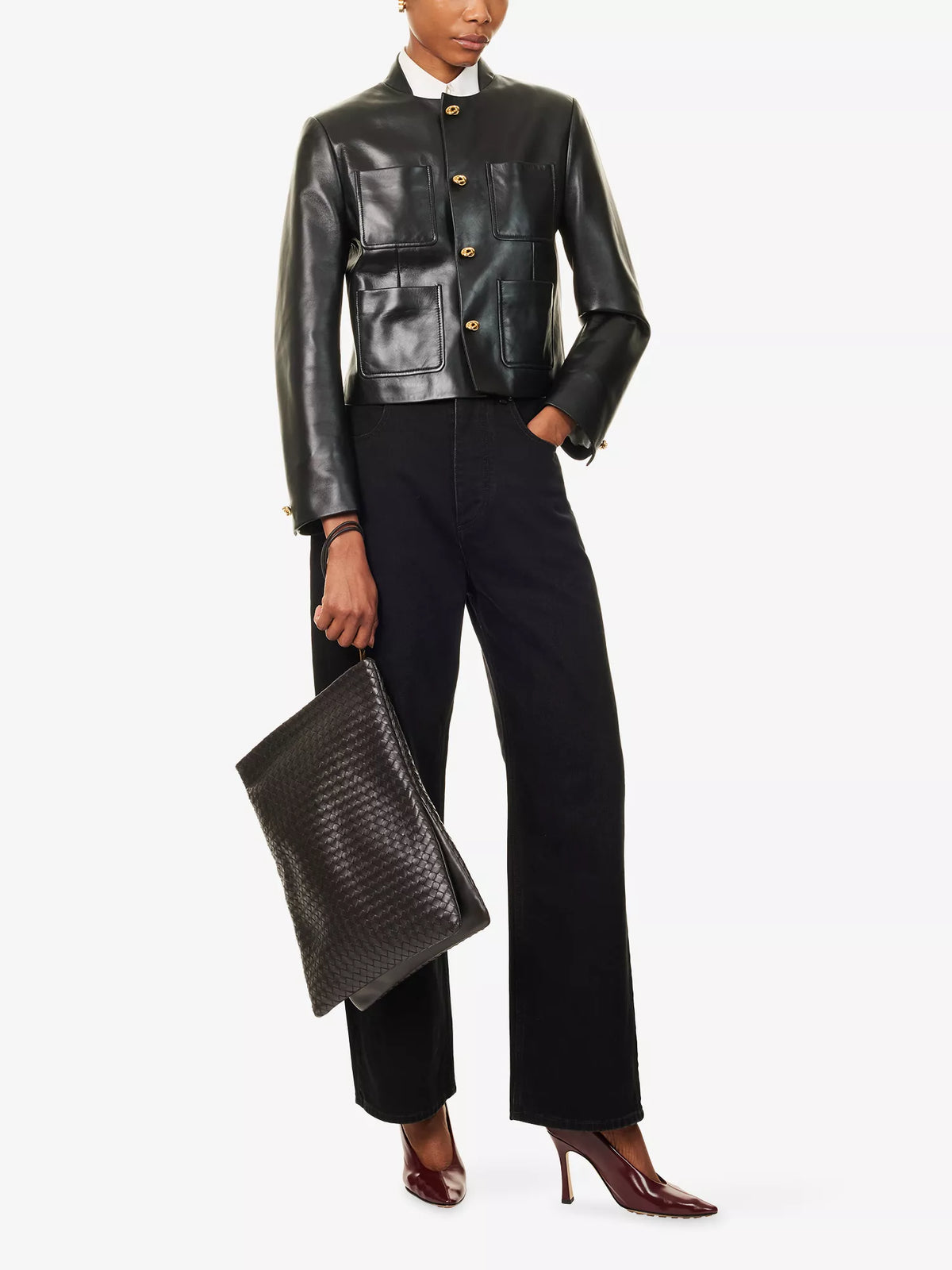BOTTEGA VENETA Knot Patch Pocket Leather Jacket