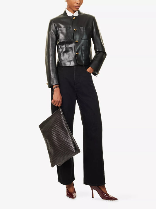 BOTTEGA VENETA Knot Patch Pocket Leather Jacket