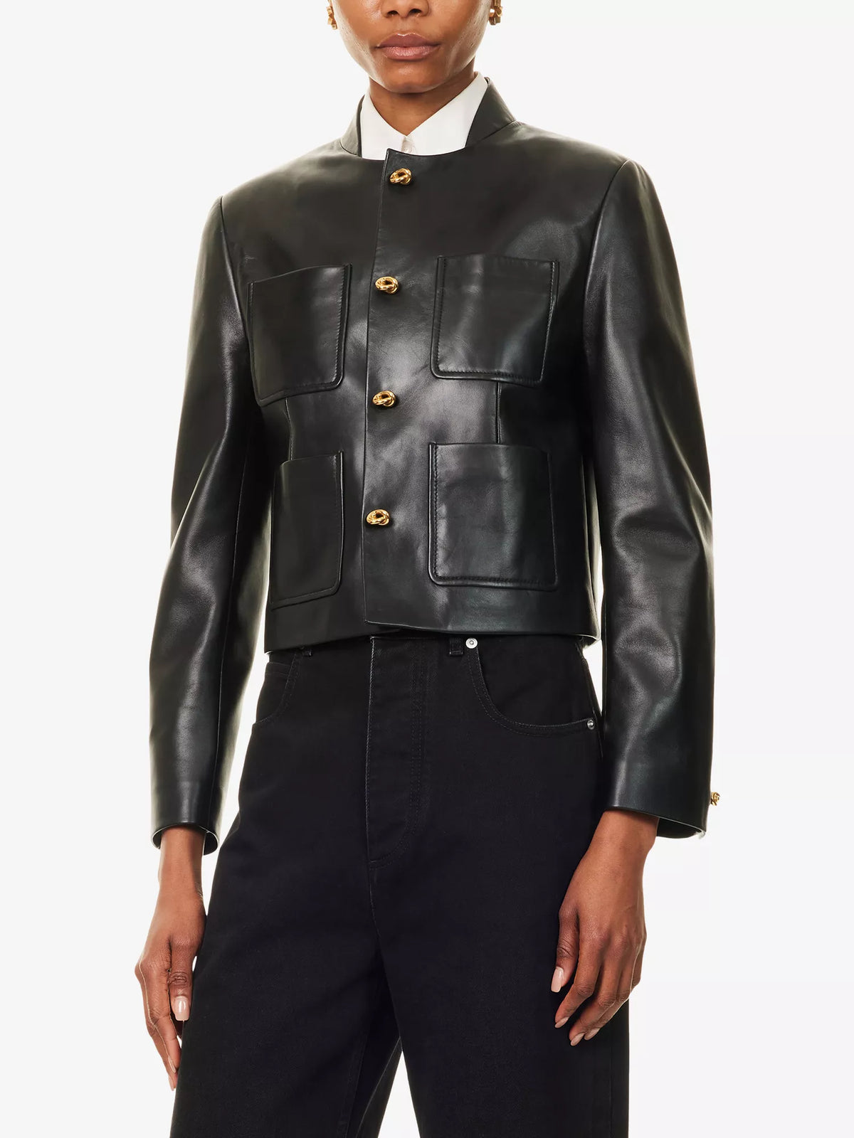 BOTTEGA VENETA Knot Patch Pocket Leather Jacket