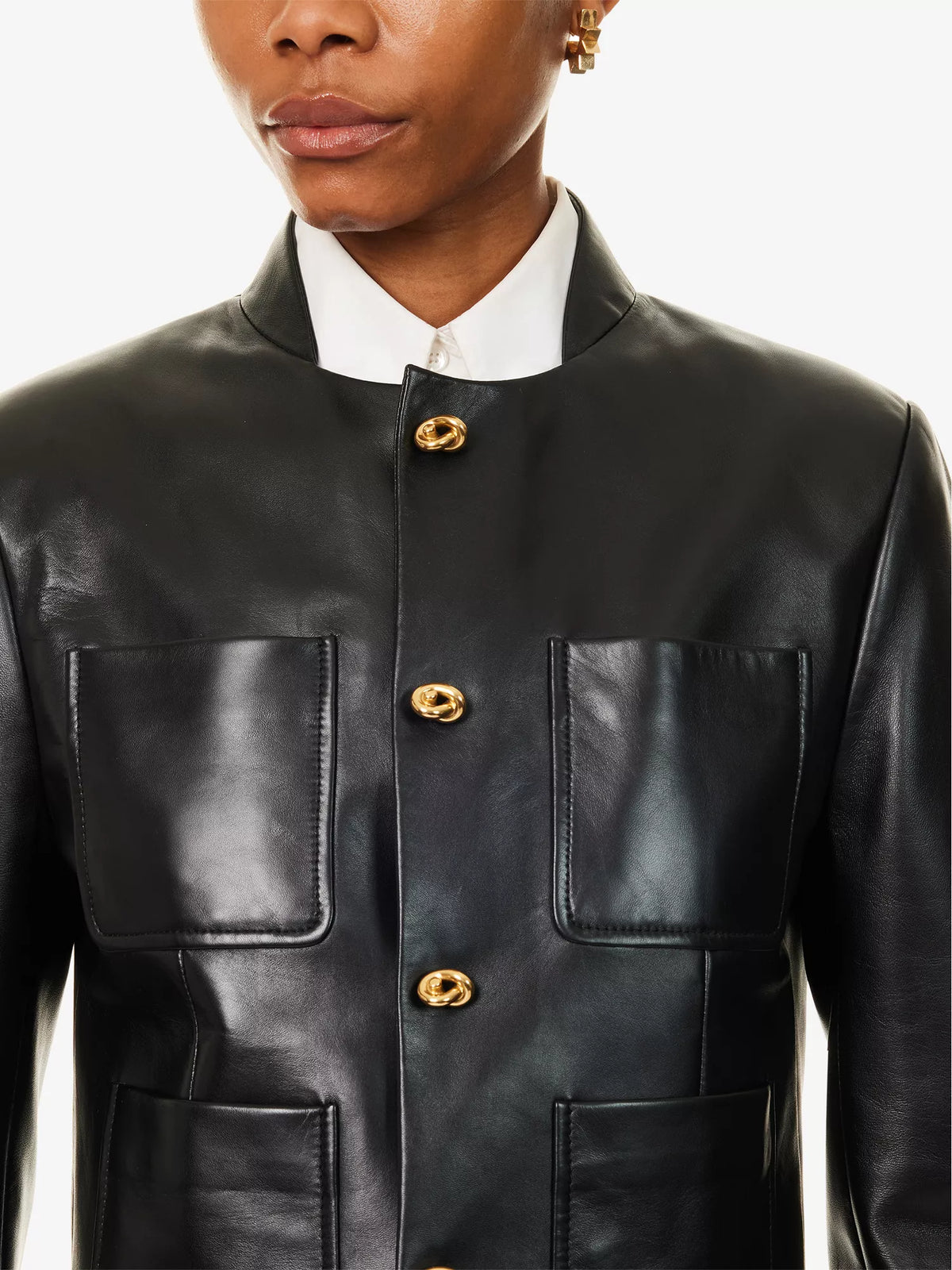 BOTTEGA VENETA Knot Patch Pocket Leather Jacket