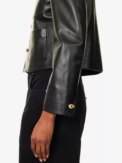 BOTTEGA VENETA Knot Patch Pocket Leather Jacket