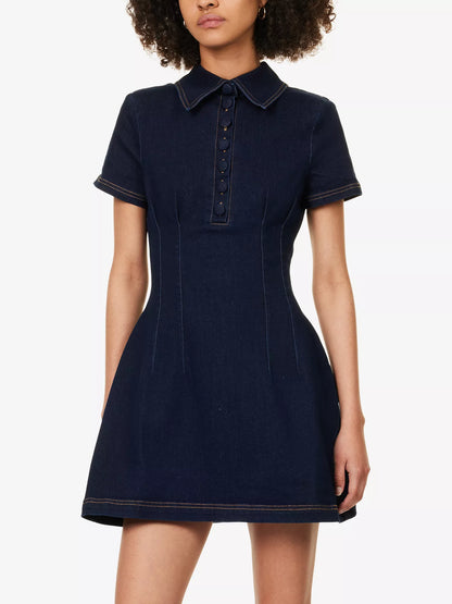 ODD MUSE Collared Denim Mini Dress