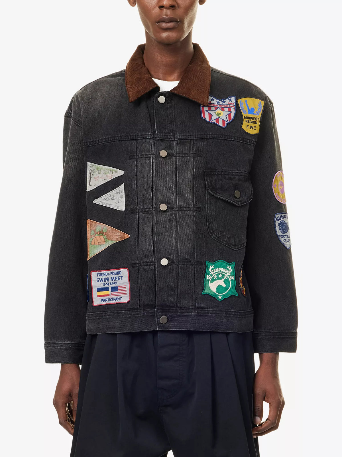 FOUND Patchwork Corduroy Collar Jacket