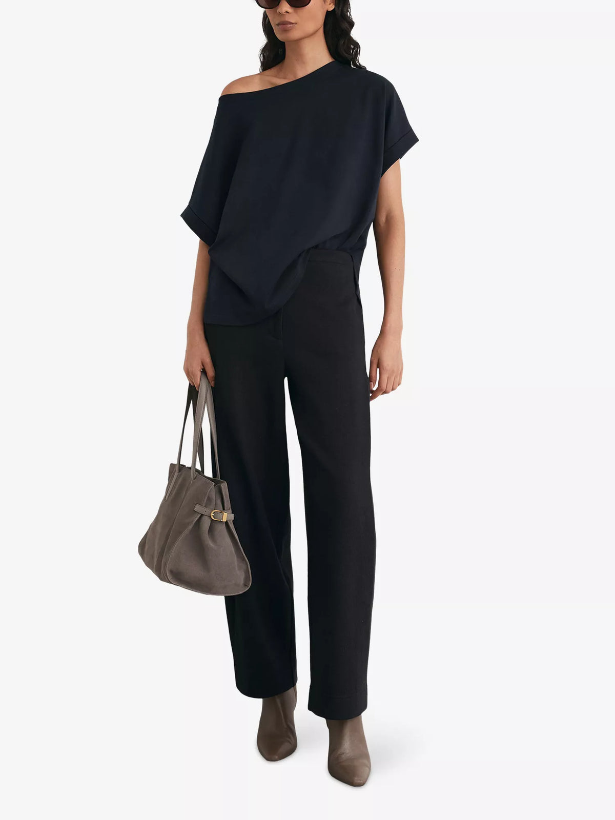 REISS Sia Off-Shoulder Cotton T-Shirt
