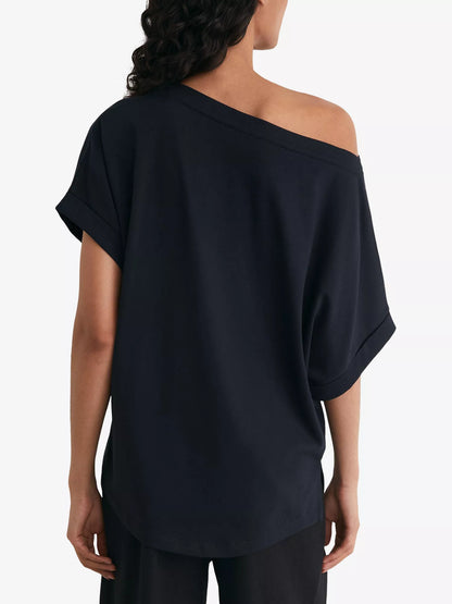 REISS Sia Off-Shoulder Cotton T-Shirt