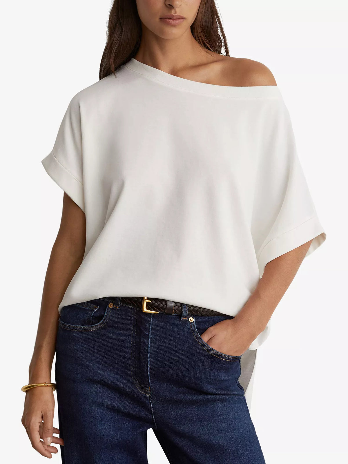 REISS Sia Off-Shoulder Cotton T-Shirt