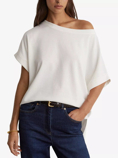 REISS Sia Off-Shoulder Cotton T-Shirt