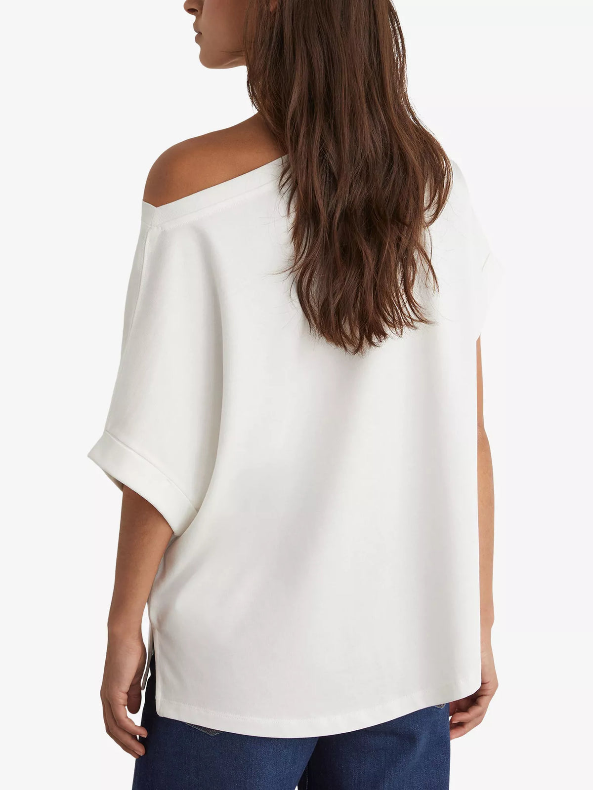 REISS Sia Off-Shoulder Cotton T-Shirt