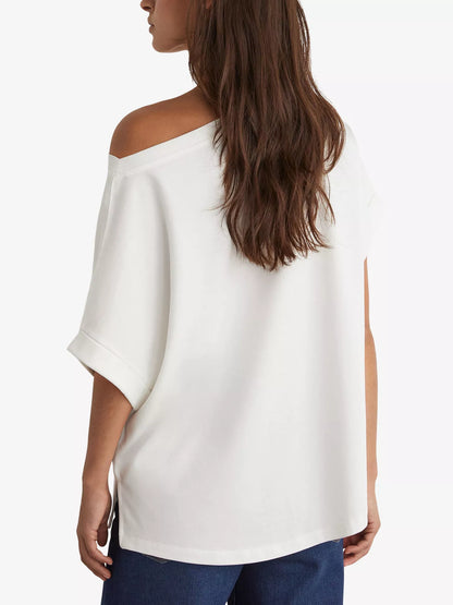 REISS Sia Off-Shoulder Cotton T-Shirt