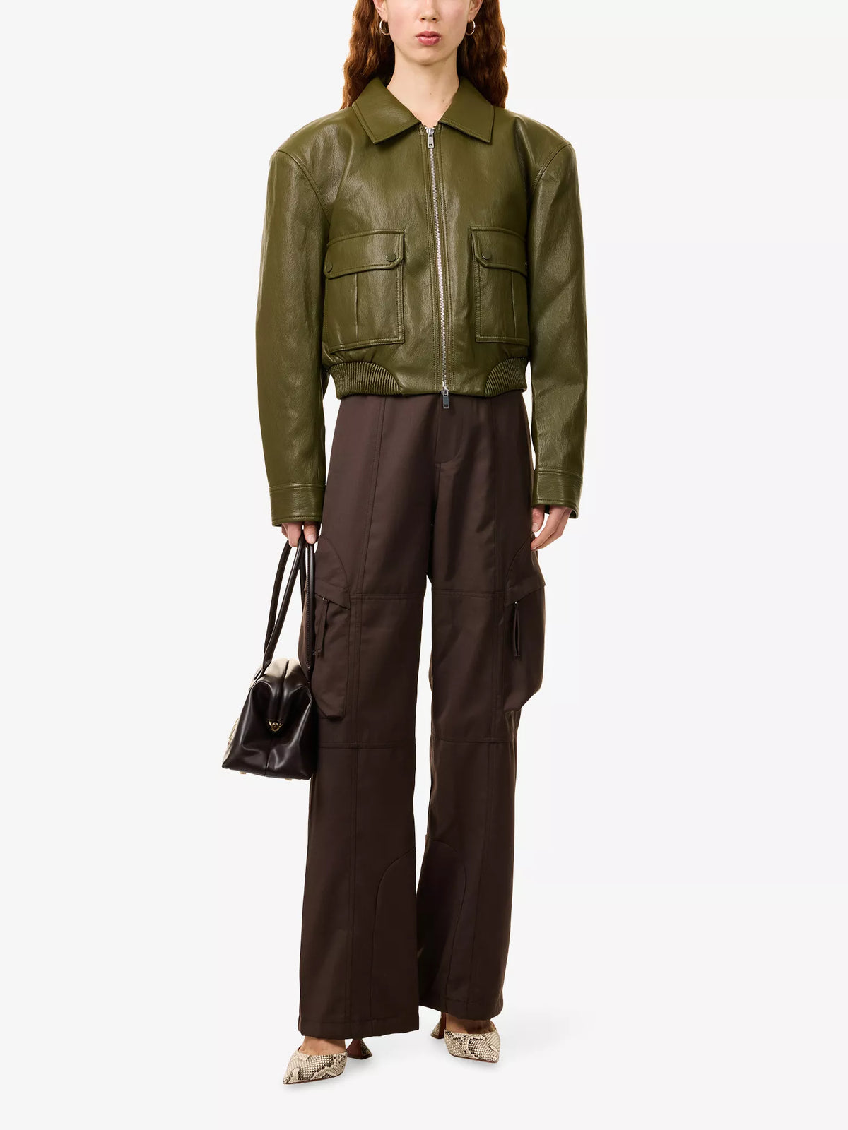 THE FRANKIE SHOP Val Elasticated-Hem Faux-Leather Jacket