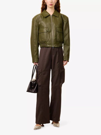 THE FRANKIE SHOP Val Elasticated-Hem Faux-Leather Jacket