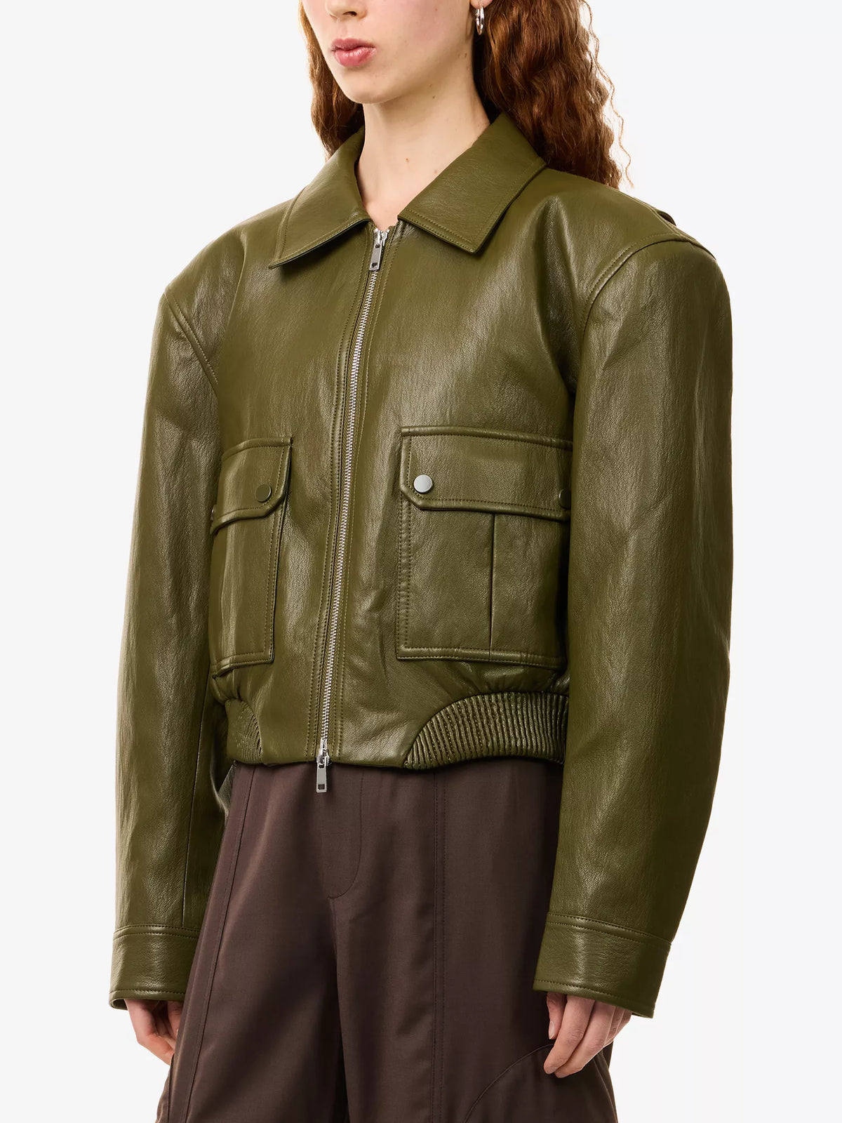 THE FRANKIE SHOP Val Elasticated-Hem Faux-Leather Jacket
