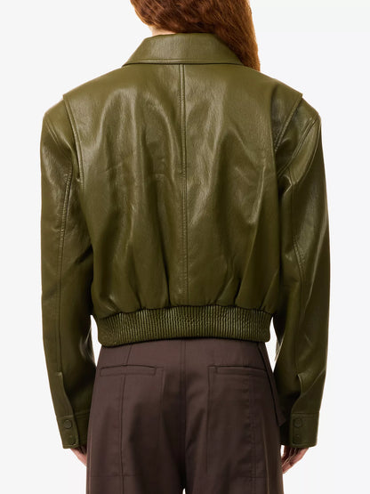 THE FRANKIE SHOP Val Elasticated-Hem Faux-Leather Jacket