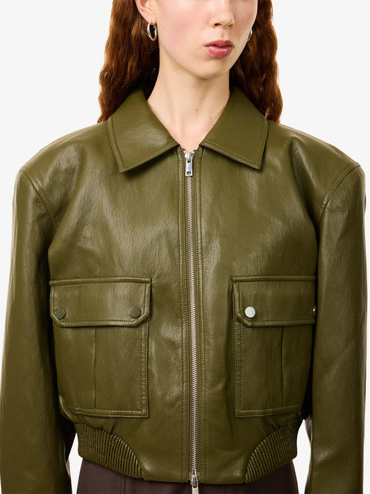 THE FRANKIE SHOP Val Elasticated-Hem Faux-Leather Jacket