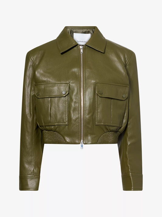 THE FRANKIE SHOP Val Elasticated-Hem Faux-Leather Jacket