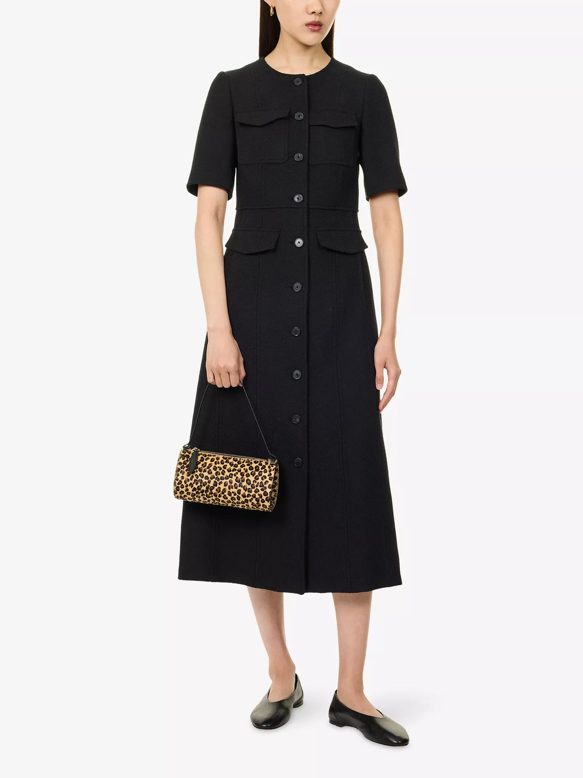 ME AND EM Button Front Tailored Woven Midi Dress