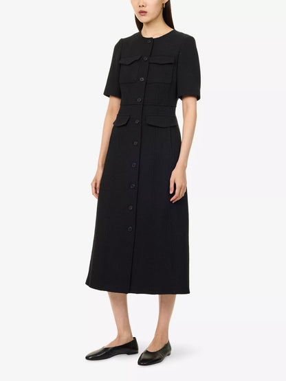 ME AND EM Button Front Tailored Woven Midi Dress