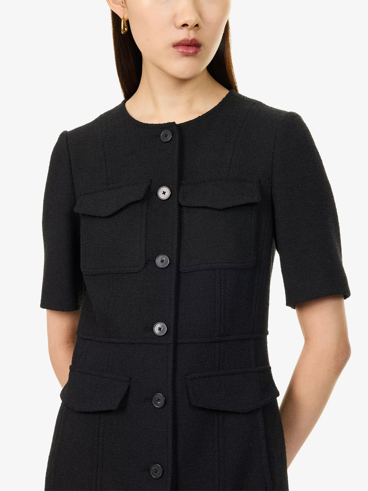 ME AND EM Button Front Tailored Woven Midi Dress