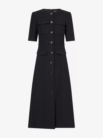 ME AND EM Button Front Tailored Woven Midi Dress