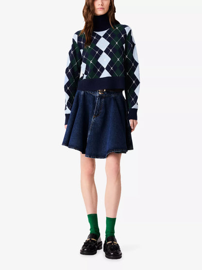 MAJE Argyle Wool Sweater
