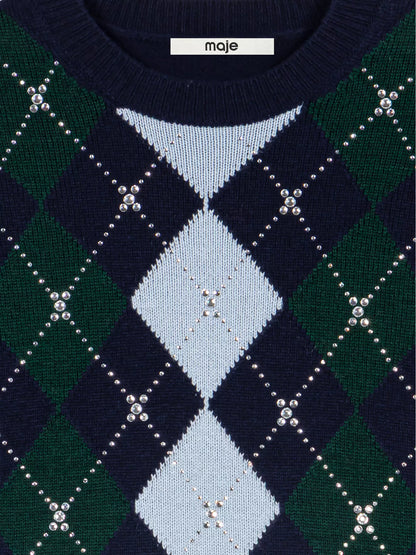 MAJE Argyle Wool Sweater