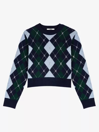 MAJE Argyle Wool Sweater