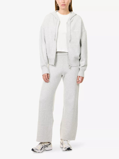 ADANOLA Logo Embroidered Cotton Knit Hoody