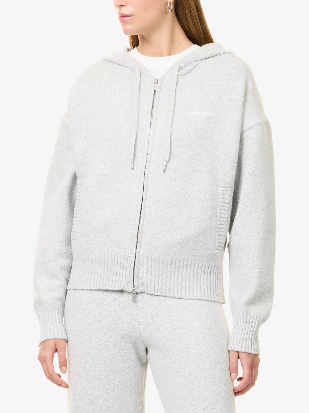 ADANOLA Logo Embroidered Cotton Knit Hoody