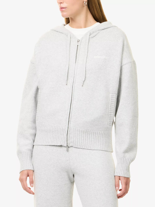 ADANOLA Logo Embroidered Cotton Knit Hoody