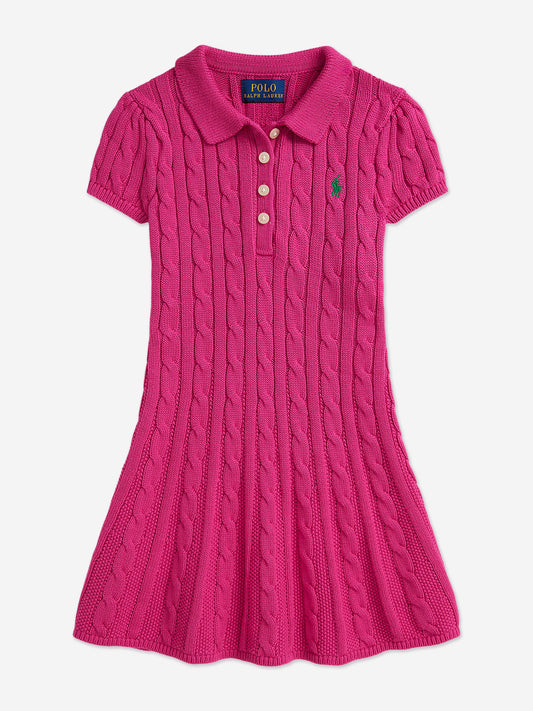 RALPH LAUREN KIDS Girls Classic Cable Knit Dress